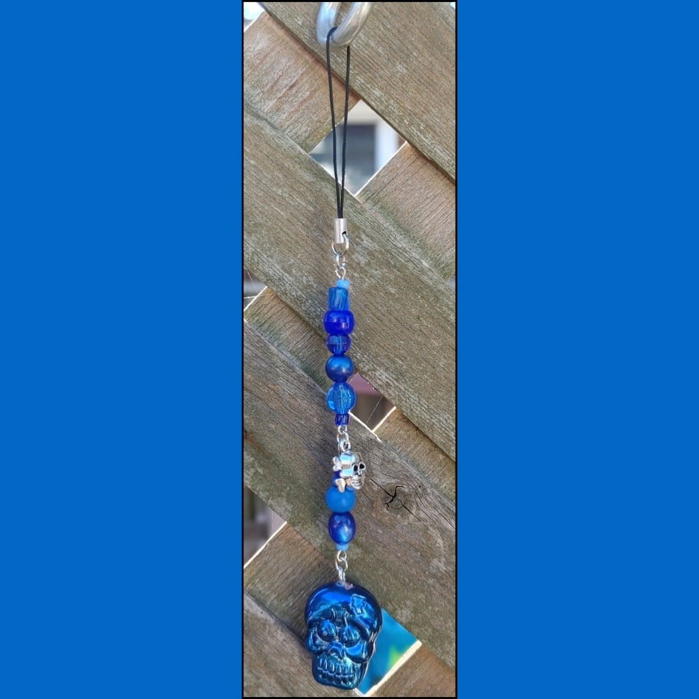 Blue Beaded Skull Crazy Bones Charm